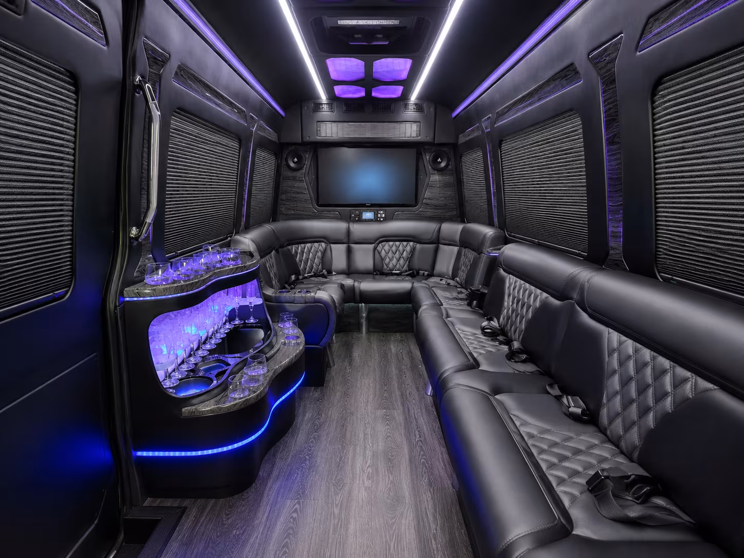 davie 30 passenger party bus inside